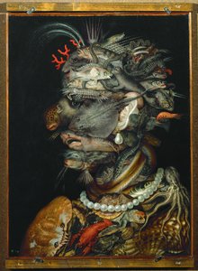Água, alegoria (pintura sobre madeira de tília) de Giuseppe Arcimboldo