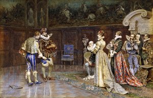 Uma apresentação de Henrique IV da França na corte de Marguerite Valois de Giuseppe Aureli