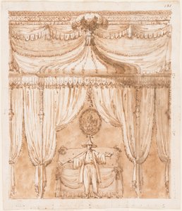 Alcova do quarto com uma figura de Giuseppe Barberi
