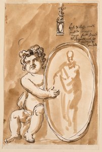 Putto sentado com medalhão de Giuseppe Barberi