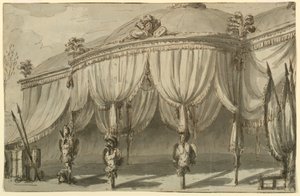 Design de palco, um pavilhão com troféus de guerra de Giuseppe Barberi