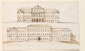 Duas elevações da parte central de um palácio de Giuseppe Barberi