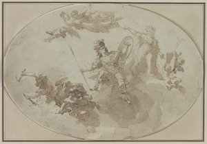 Estudo de teto: Alegoria da paz e da guerra, c. 1800. de Giuseppe Bernardino Bison