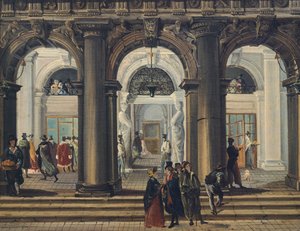 Entrada na Biblioteca Marciana em Veneza, por Giuseppe Bernardino Bison (1762-1844), Itália de Giuseppe Bernardino Bison