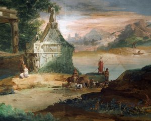 Pastores em paisagem imaginária, de Giuseppe Bernardino Bison (1762-1844)