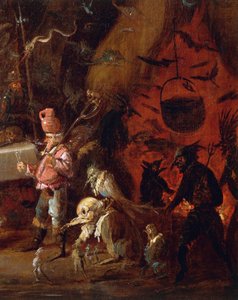 As bruxas encontram-se, por Giuseppe Bernardino Bison (1762-1844), óleo sobre tela, detalhe, Itália