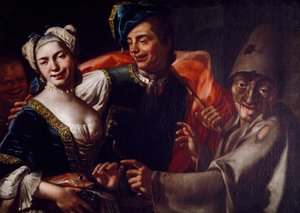 Máscaras napolitanas, de Giuseppe Bonito (1707-1789), óleo sobre tela.