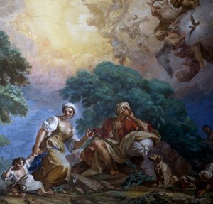 Visitação, por Giuseppe Bonito (1707-1789), fresco, Portici Royal Palace, Campania, Itália de Giuseppe Bonito