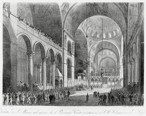 As províncias do Veneto juram fidelidade ao imperador austríaco Francisco II (1768-1835) na Basílica de São Marco em Veneza, 7 de Maio