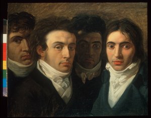 Autorretrato com Felice Bellotti, Gaetano Cattaneo e Carlo Porta de Giuseppe Bossi