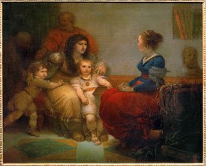 Cornélia, mera dos Gracos - Cornélia, mãe dos Gracos com os seus filhos Tibério e Gaio, e a sua filha Semprónia ... de Giuseppe Cades