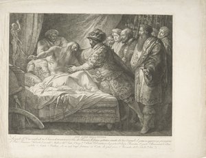 Rei Francisco I com o moribundo Leonardo da Vinci All Glory della pittura (título no objeto) de Giuseppe Cades