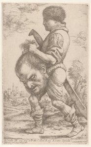 Davi carregando a cabeça de Golias, que ele segura pelos cabelos, 1620-30.