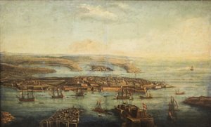 Uma vista do Grand Harbour, Marsamxett e Valletta de Giuseppe Caloriti