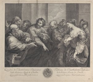 Cristo e a mulher apanhada em adultério, 1750-57. de Giuseppe Camerata