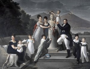 (Família do Rei Francesco I das Duas Sicílias). De esquerda para a direita: Maria Isabel de Borbone-Espanha (segunda esposa de Francesco I), Maria Carolina Ferdinanda, Maria Antonietta Grã-Duquesa de Toscana, Luisa Carlotta, Maria Cristina Rainha de Espanh