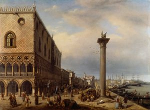 Riva degli Schiavoni (passadeira) em Veneza, de Giuseppe Cannella (1788-1847) de Giuseppe Canella
