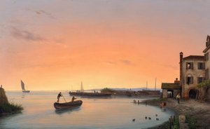 Chioggia antes do nascer do sol de Giuseppe Canella d. Ä.