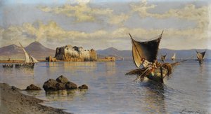 Baía de Nápoles com Castel dell