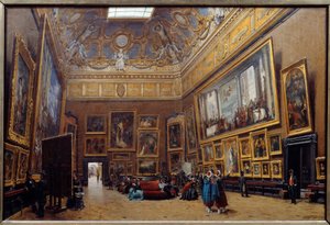 Vista da Praça do Salão do Musee du Louvre Pintura de Giuseppe Castiglione (1829-1906) 1861 Sol. 0,69x1,03 m