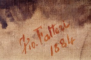 Auto-retrato aos 59 anos de idade, detalhe da assinatura (óleo sobre tela