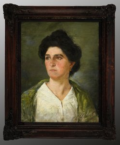 Retrato de uma jovem mulher nobre (pintura a óleo sobre tela) de Giuseppe Goldoni