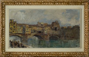 Ponte Vecchio em Florença (pintura a óleo sobre tela)