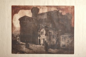 O Castelo de Vignola (gravura e água-tinta sobre papel, prato)