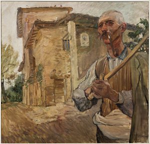 Homem com um cachimbo (óleo sobre tela) de Giuseppe Graziosi