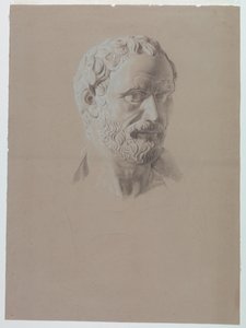 Estudo acadêmico de um molde de um busto de um senador romano de Giuseppe Longhi