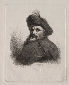 Busto de um homem com um gorro de pele de Giuseppe Longhi