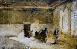 Sala de estar de época, século XX (óleo sobre cartão) de Giuseppe Maggi