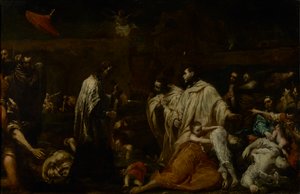 Abençoado Bernard Tolomei Intercedendo pela Cessação da Peste em Siena, c.1735 (óleo sobre cobre) de Giuseppe Maria Crespi