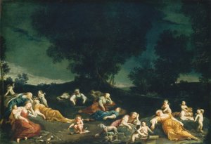 Cupidos desarmando ninfas adormecidas, c. 16901705. de Giuseppe Maria Crespi