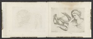 Parte superior do corpo de uma mulher e busto de uma mulher Exemplos de desenho (título da série) Mitelli intaglio (título da série) de Giuseppe Maria Mitelli