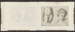 Parte inferior do corpo nua e cabeça de uma criança Exemplos de desenho (título da série) Mitelli intaglio (título da série) de Giuseppe Maria Mitelli