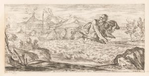 Polyphemus achtervolgt de vloot van Aeneas Aqui Polifemo está presente, horrível, caminhando pela planície (título no objeto) Omzwervingen van Aeneas (título da série) L
