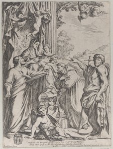 A Virgem Entronizada com Três Santos, 1668. de Giuseppe Maria Mitelli