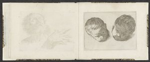 Duas cabeças de crianças pequenas Exemplos de desenho (título da série) Mitelli intaglio (título da série) de Giuseppe Maria Mitelli