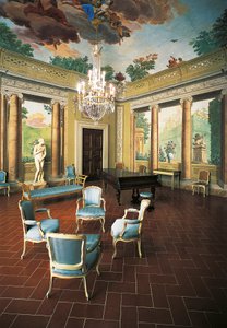 Frescos pintados em 1777-1778 por Giuseppe Maria Terreni (1739-1811) em Room of Four Seasons, Villa del Poggio Imperiale (Villa do Monte Imperial), Florença, Itália