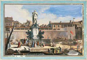 Vista de Livorno: Monumento Quattro Mori (Os Quatro Mouros), de Giuseppe Maria Terreni, ilustração