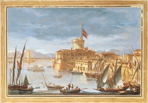 Vista do porto de Livorno, de Giuseppe Maria Terreni, ilustração