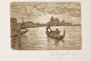 O Gondoleiro (gravura e água-tinta em papel branco) de Giuseppe Miti Zanetti