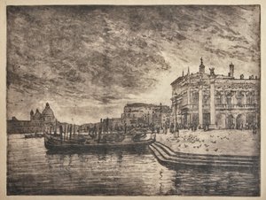 O Palácio Real e a Basílica da Saudação (gravura e aquatint sobre papel branco) de Giuseppe Miti Zanetti