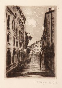Canal veneziano (gravura em papel branco)