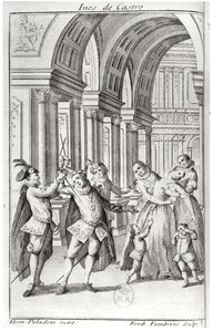 Ilustração do frontispício de &39;Ines de Castro&39; de Antoine Houdar de La Motte (1672-1731) gravada por Ferdinando Fambrini de Giuseppe Paladini