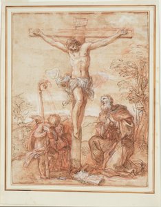 Santo Agostinho e dois anjos adorando o crucifixo