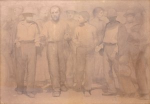 Desenho animado para o Quarto Estado de Giuseppe Pellizza da Volpedo