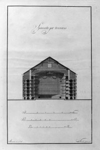 Taça Arquitetônica do Teatro La Scala de Giuseppe Piermarini (1734-1808) por volta de 1776-1778 Milão, Itália (Arquitetura cutaway desenho de teatro alla Scala de Piermarini, Milão, Itália) Gravura de Giuseppe Piermarini