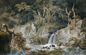 Paisagem com cachoeira, de Giuseppe Pietro Bagetti (1764-1831).